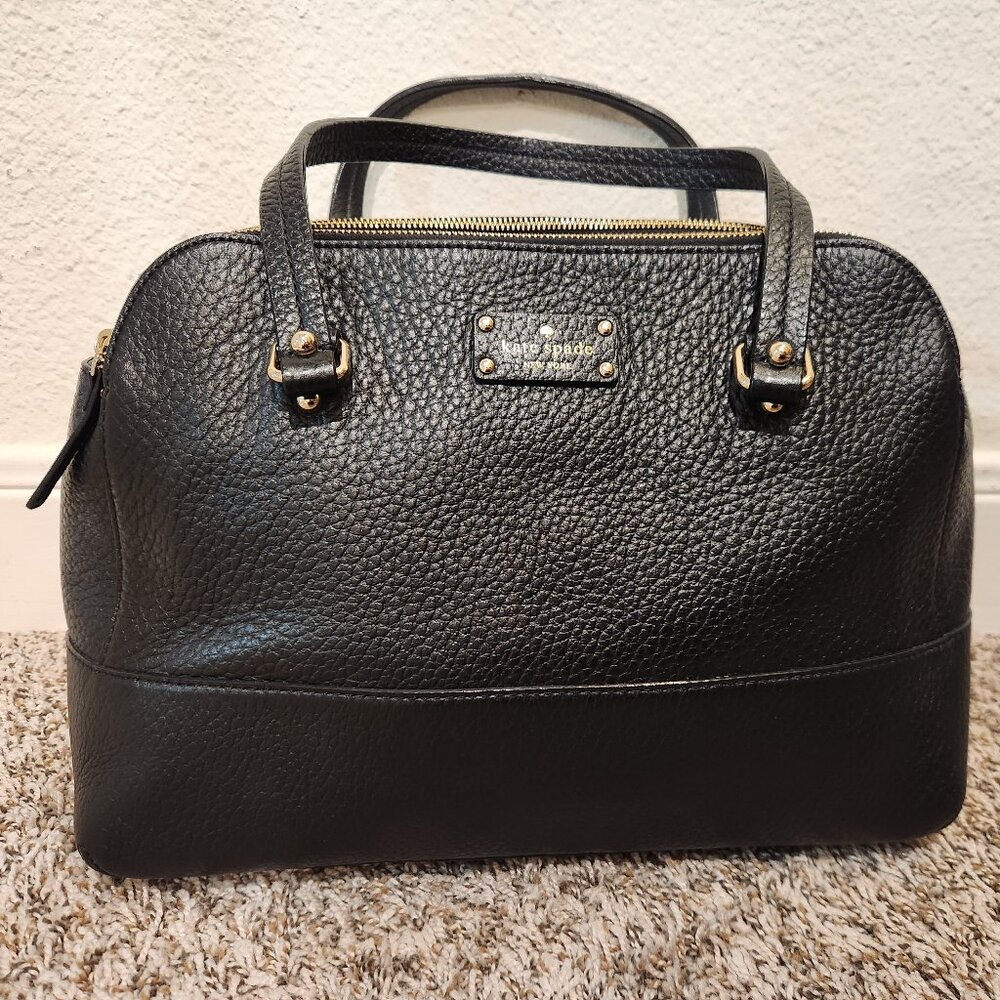 Kate Spade Black Pebbled Leather Satchel Tote Purse